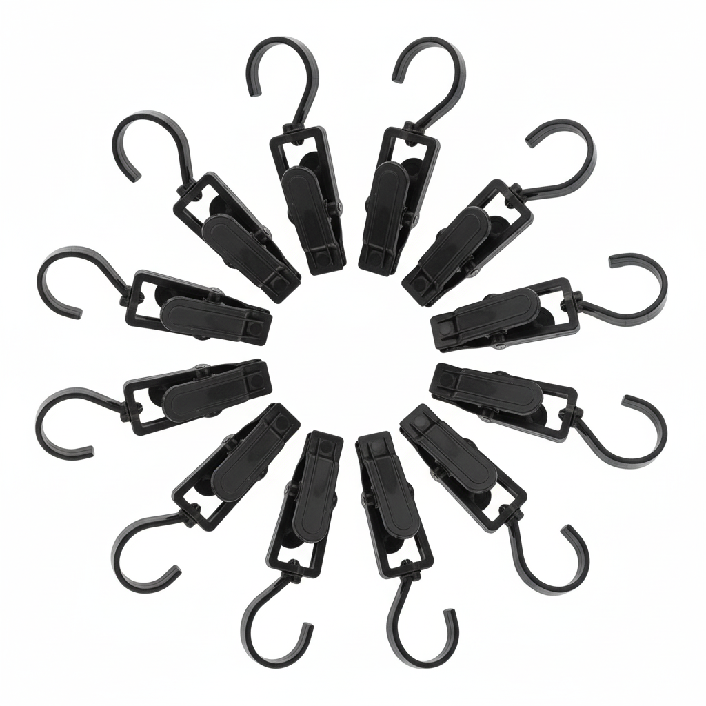 Location crochet pince noir pour grille d'exposition – lot de 10 pcs, rotation 360°