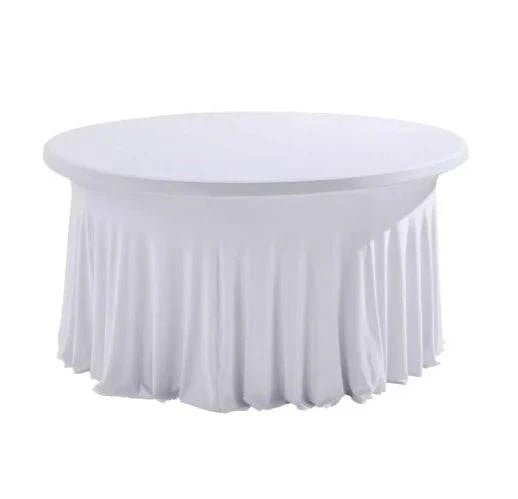 Location Table Pliante Ronde 180cm Nappe Plissée Blanche - GP LOCO EVENEMENT