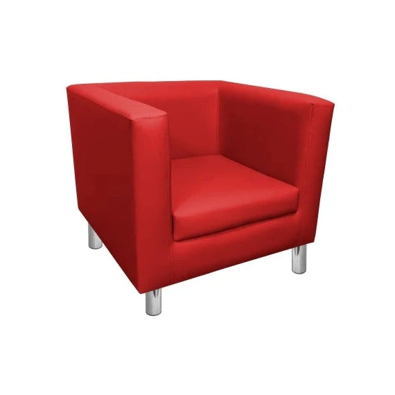 Location Fauteuil Cube Cuir Rouge