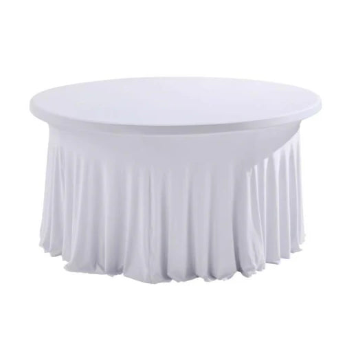 Location Table Pliante Ronde 180cm Nappe Plissée Blanche