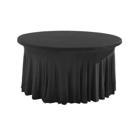 Location Table Pliante Ronde 180cm Nappe Plissée Noire