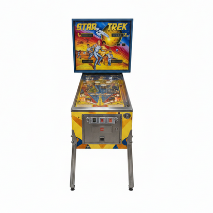 Location flipper Star Trek Bally sur fond blanc – jeu arcade rétro pour événement Paris & Île-de-France