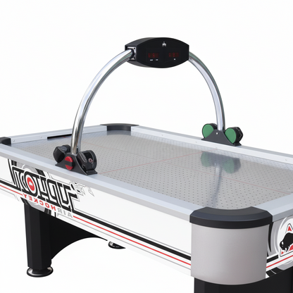 Table air hockey Buffalo Typhoon, surface acier inoxydable et compteur électronique chromé – location Paris & IDF