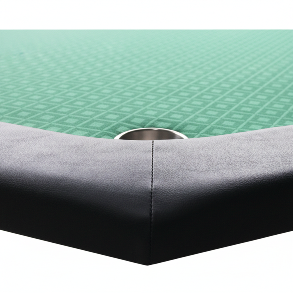 Vue de dessus table de poker octogonale Buffalo, tapis vert et porte-gobelets – location événement Paris